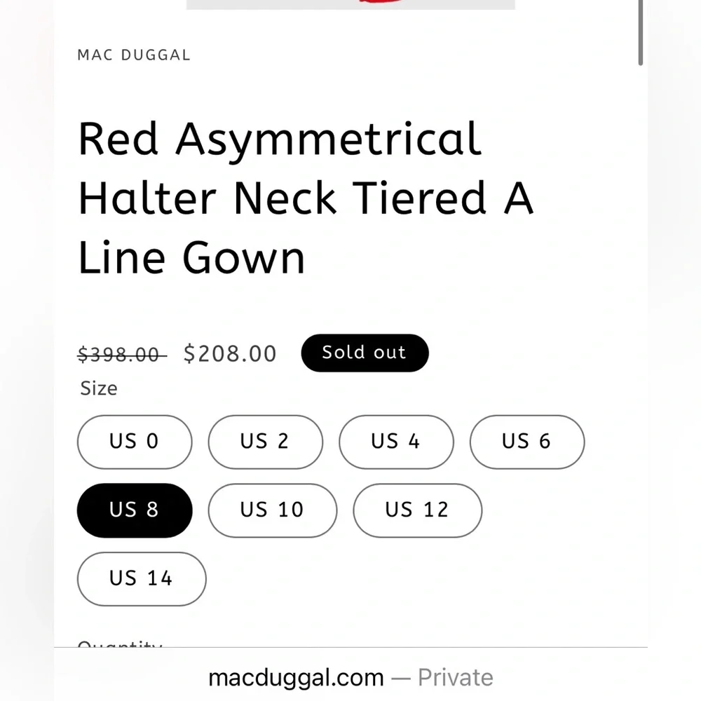 Mac Duggal Asymmetrical Halter Neck Gown in Red Chiffon - Picture 5 of 10